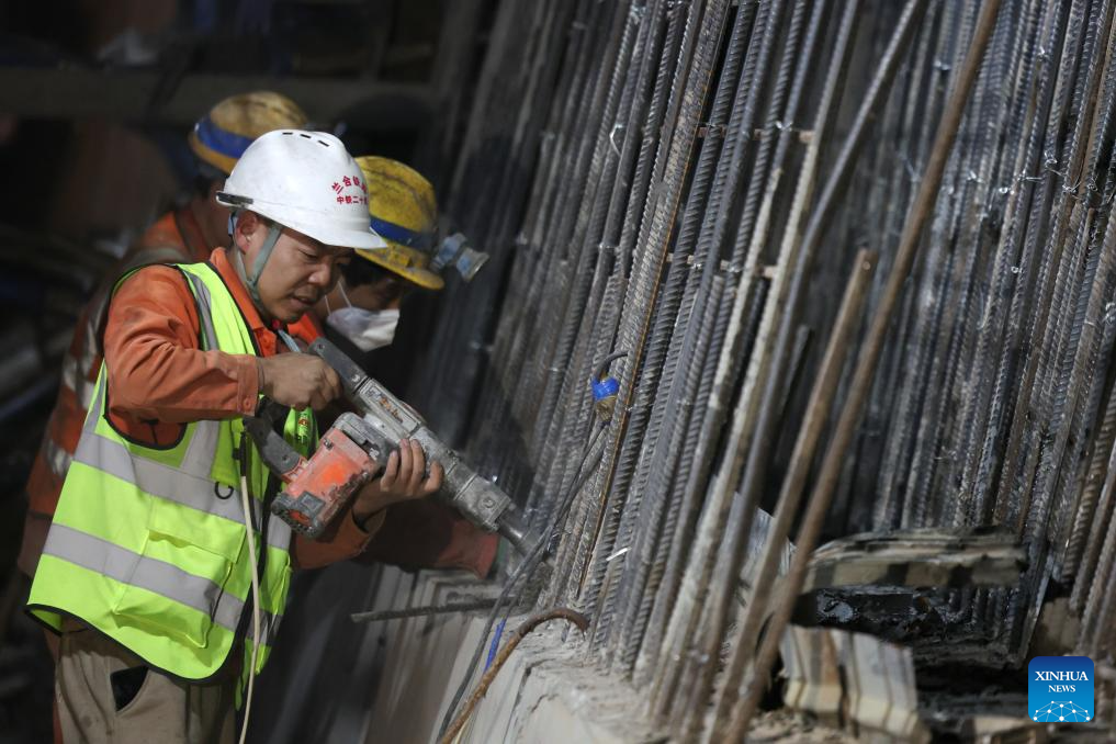 Zhaowan Tunnel of Lanzhou-Hezuo high-speed railway under construction in China's Gansu