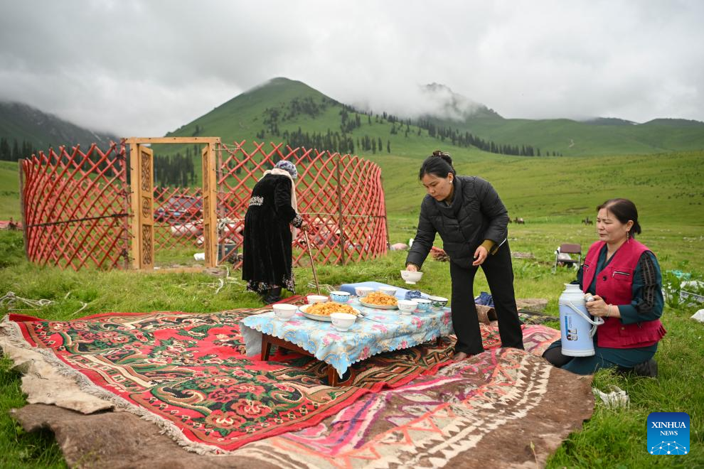 Herder and his summer pasture transfer in NW China's Xinjiang