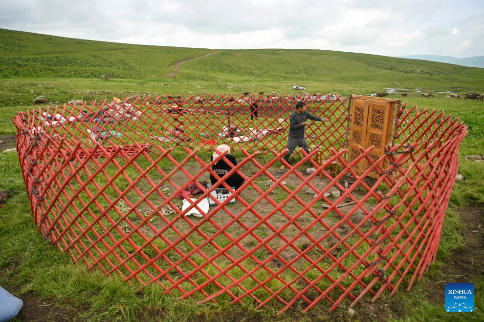 Herder and his summer pasture transfer in NW China's Xinjiang