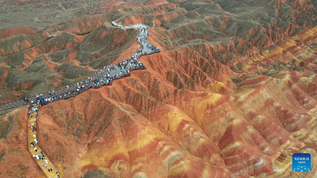Rain scenery of Danxia landform in China's Gansu