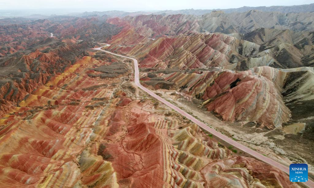 Rain scenery of Danxia landform in China's Gansu