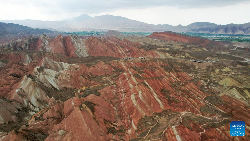Rain scenery of Danxia landform in China's Gansu