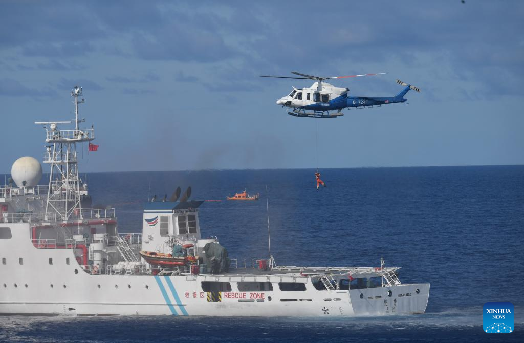 Comprehensive maritime emergency rescue drill held in Sansha City, China's Hainan