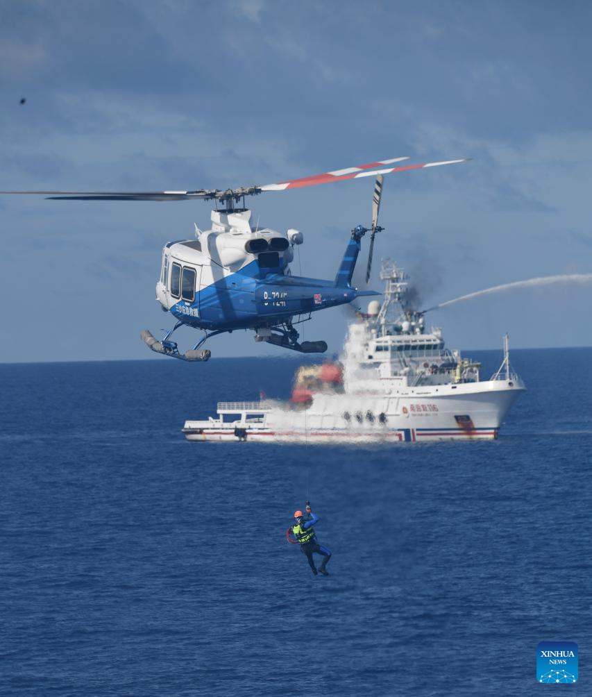 Comprehensive maritime emergency rescue drill held in Sansha City, China's Hainan
