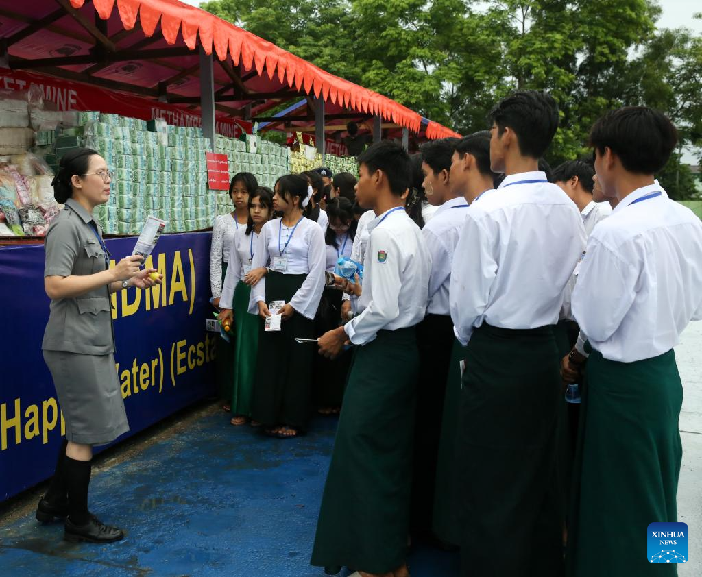 Seized drugs burned in Yangon, Myanmar