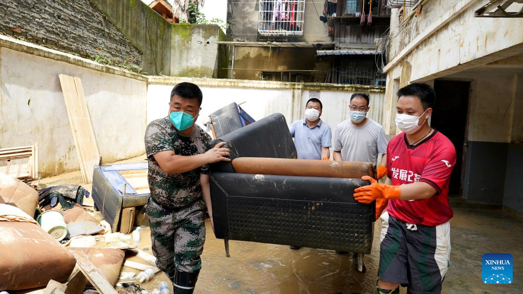 Relief efforts continue in flood-hit Rongjiang, Guizhou