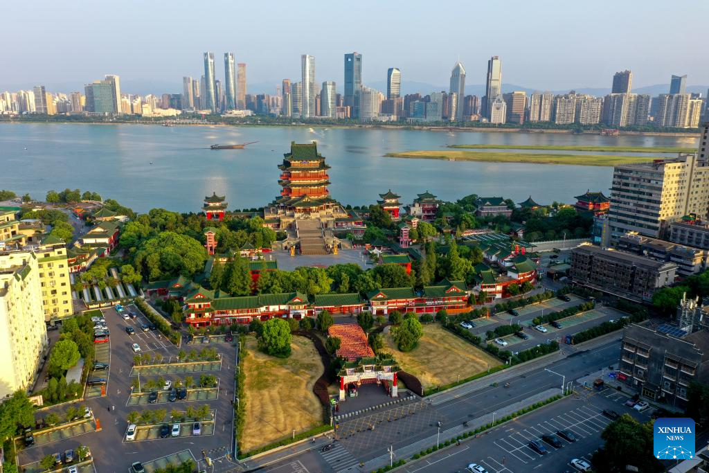 View of Tengwang Pavilion scenic area in Nanchang, China's Jiangxi
