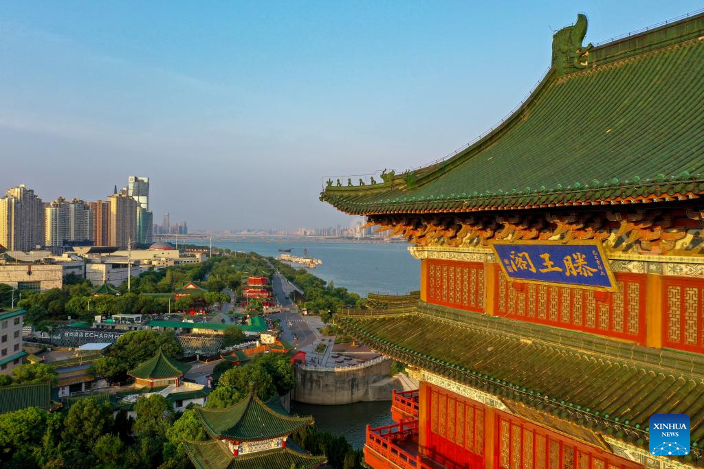 View of Tengwang Pavilion scenic area in Nanchang, China's Jiangxi