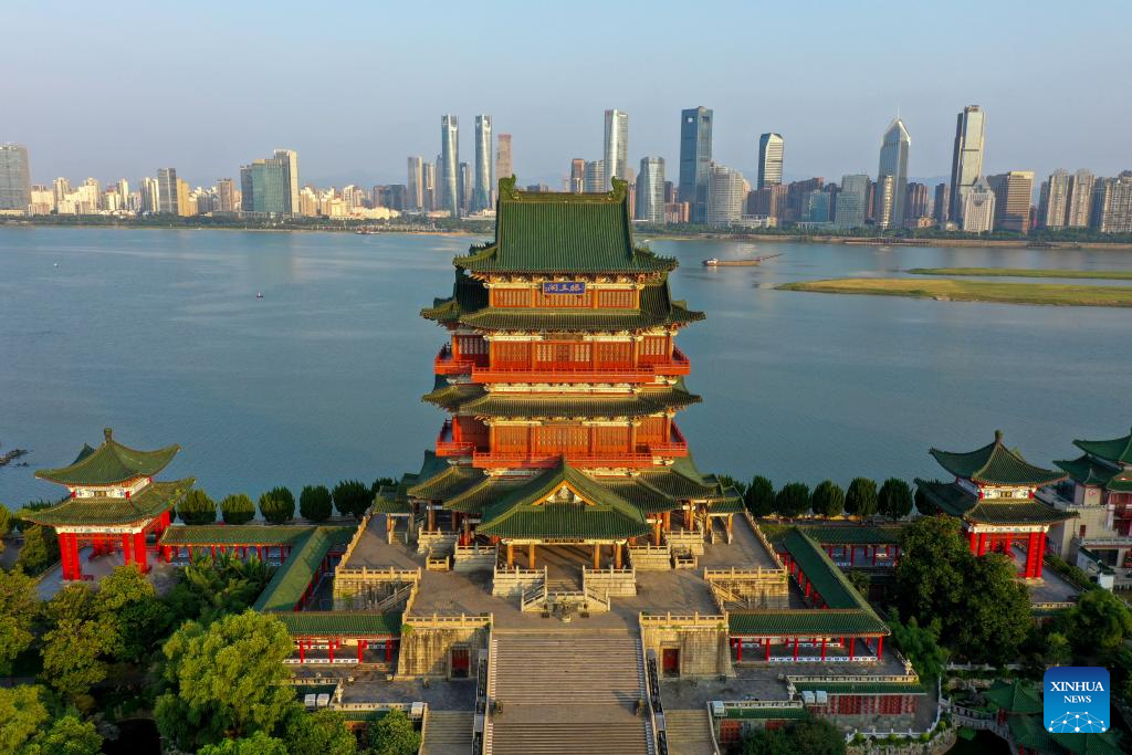 View of Tengwang Pavilion scenic area in Nanchang, China's Jiangxi