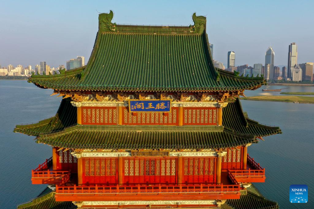 View of Tengwang Pavilion scenic area in Nanchang, China's Jiangxi