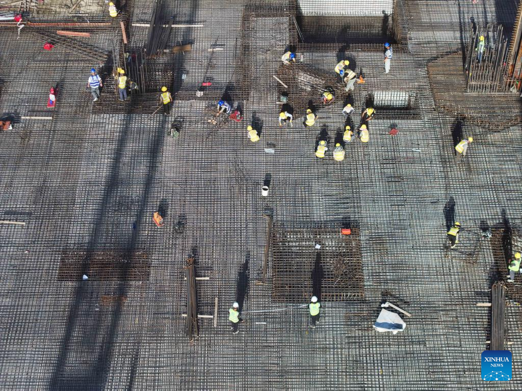 Nantong Railway Station under construction in east China's Jiangsu