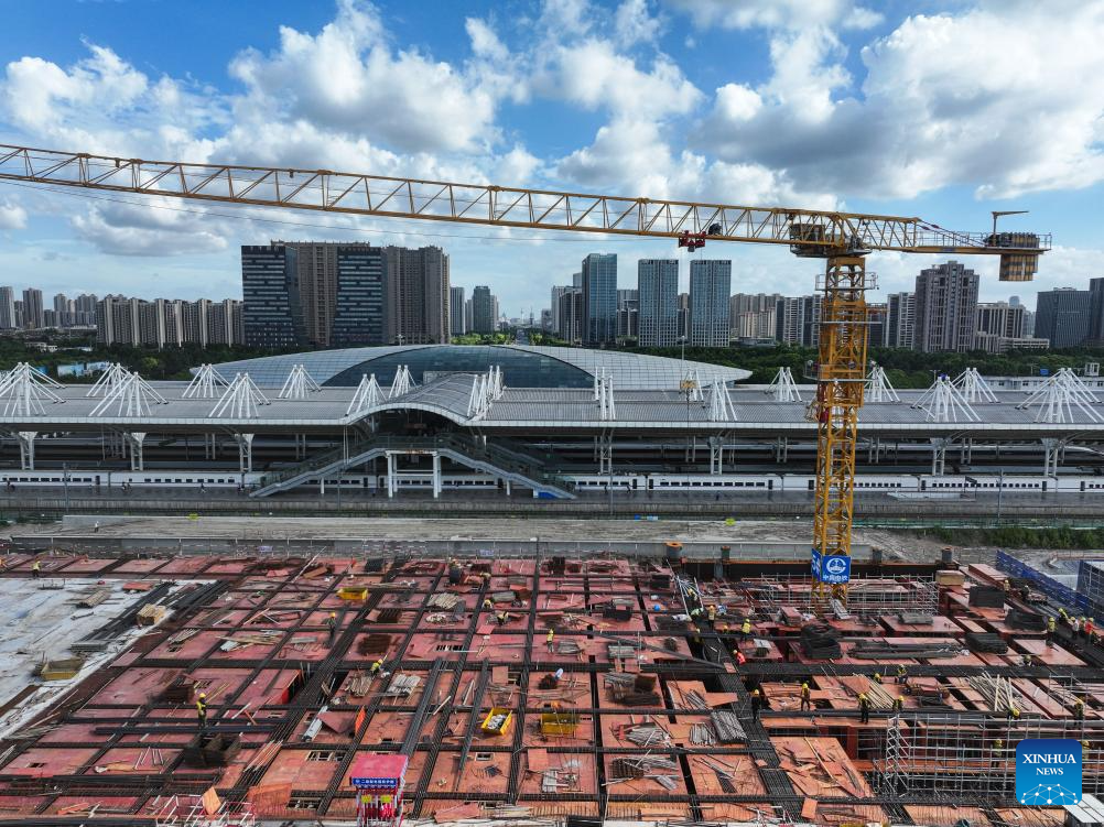 Nantong Railway Station under construction in east China's Jiangsu