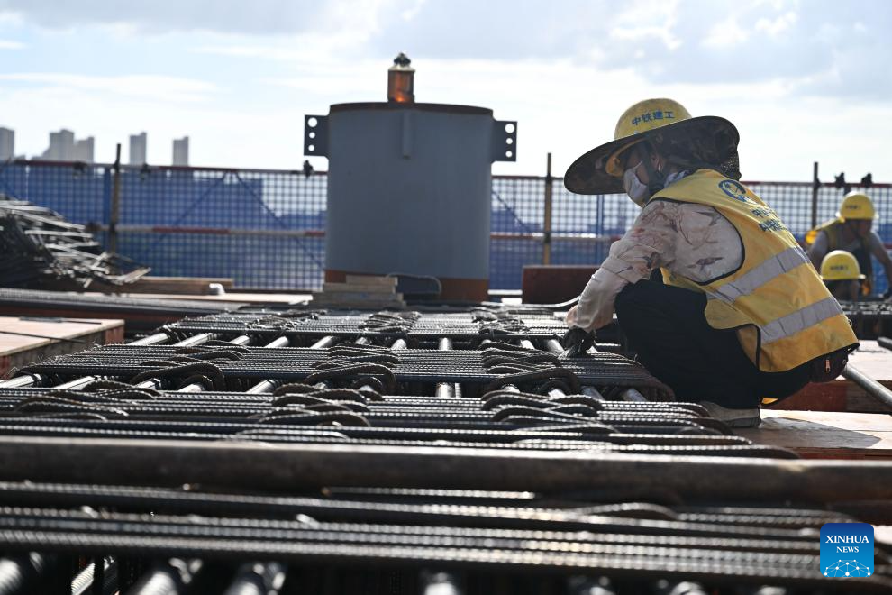 Nantong Railway Station under construction in east China's Jiangsu