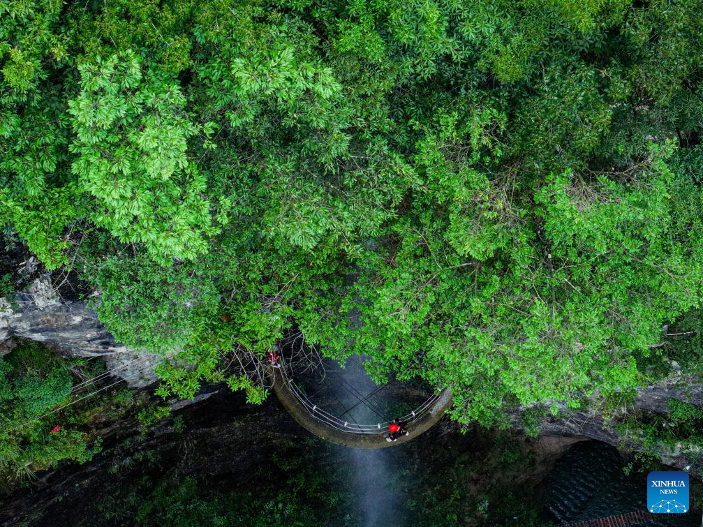 Unique Karst landscape in SW China's Guizhou attracts tourists