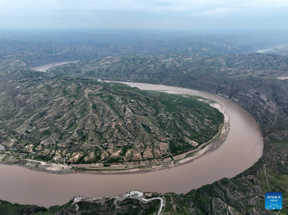 View of Yellow River turning in border area
