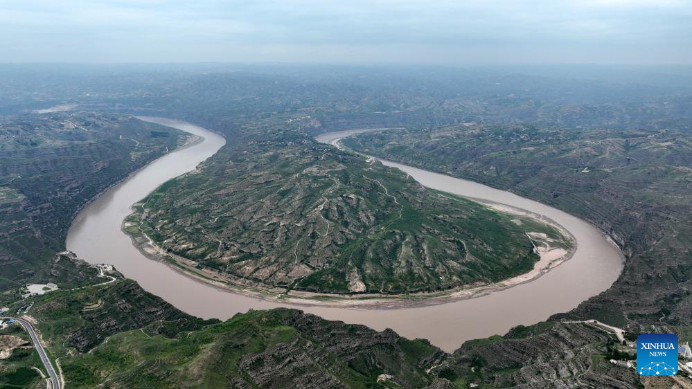 View of Yellow River turning in border area