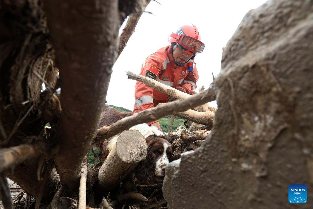 Rescue efforts underway after mountain torrents in Yuzhong County, NW China's Gansu