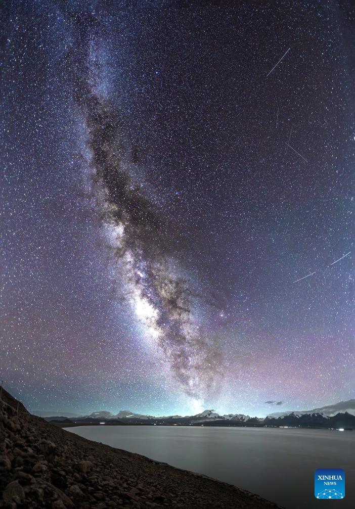 View of Milky Way above Baiku Co in SW China's Xizang