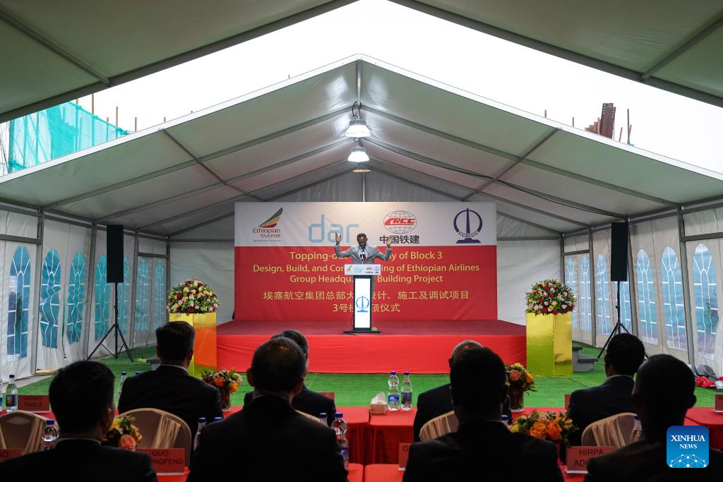Chinese-built Ethiopian Airlines headquarters building tops out