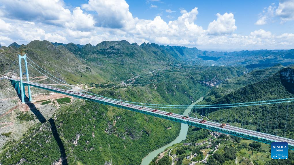 World's tallest bridge completes load test in SW China's Guizhou
