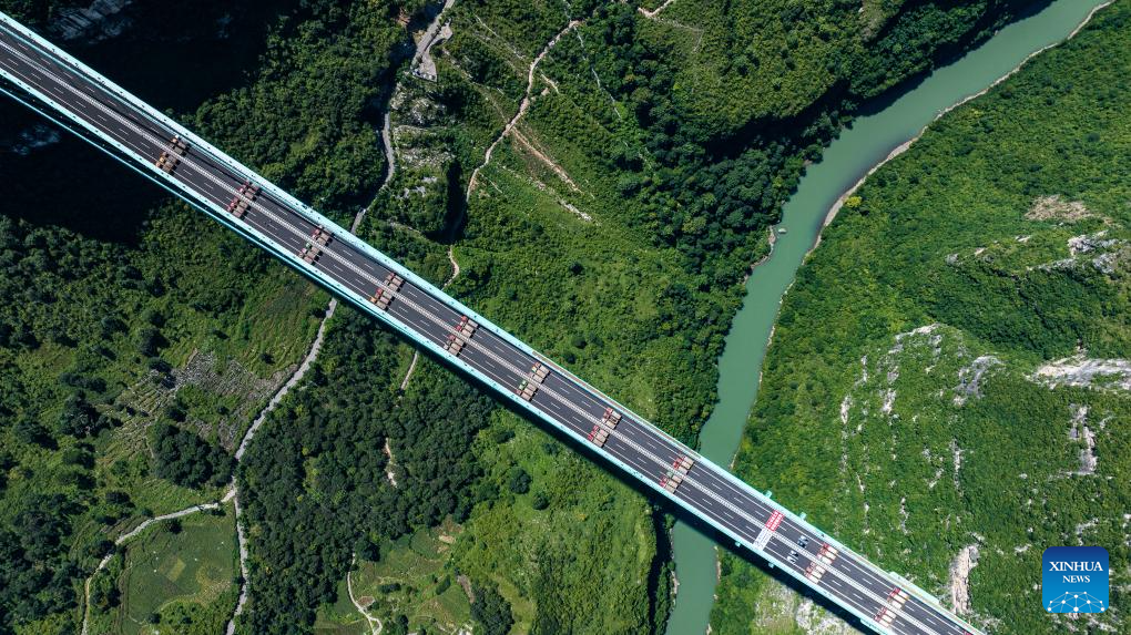 World's tallest bridge completes load test in SW China's Guizhou