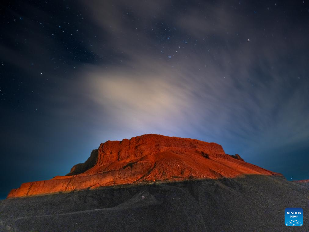 View of volcano beneath the Milky Way in north China's Inner Mongolia