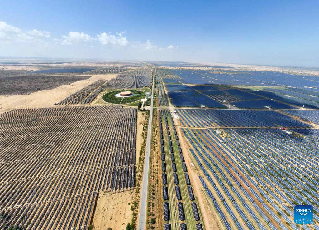 PV projects boost local ecological rehabilitation, economic growth in Kubuqi Desert, China's Inner Mongolia