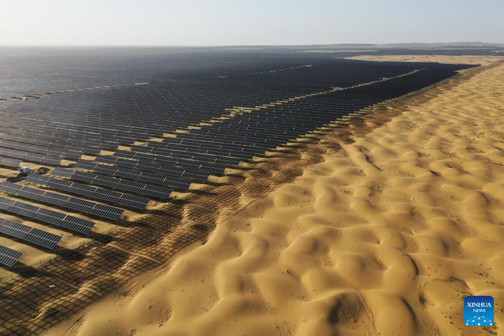 PV projects boost local ecological rehabilitation, economic growth in Kubuqi Desert, China's Inner Mongolia