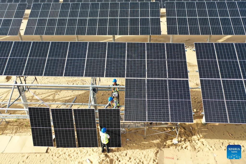 PV projects boost local ecological rehabilitation, economic growth in Kubuqi Desert, China's Inner Mongolia