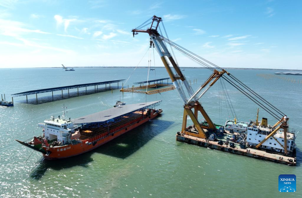 Offshore photovoltaic project under construction in Changli County, China's Hebei