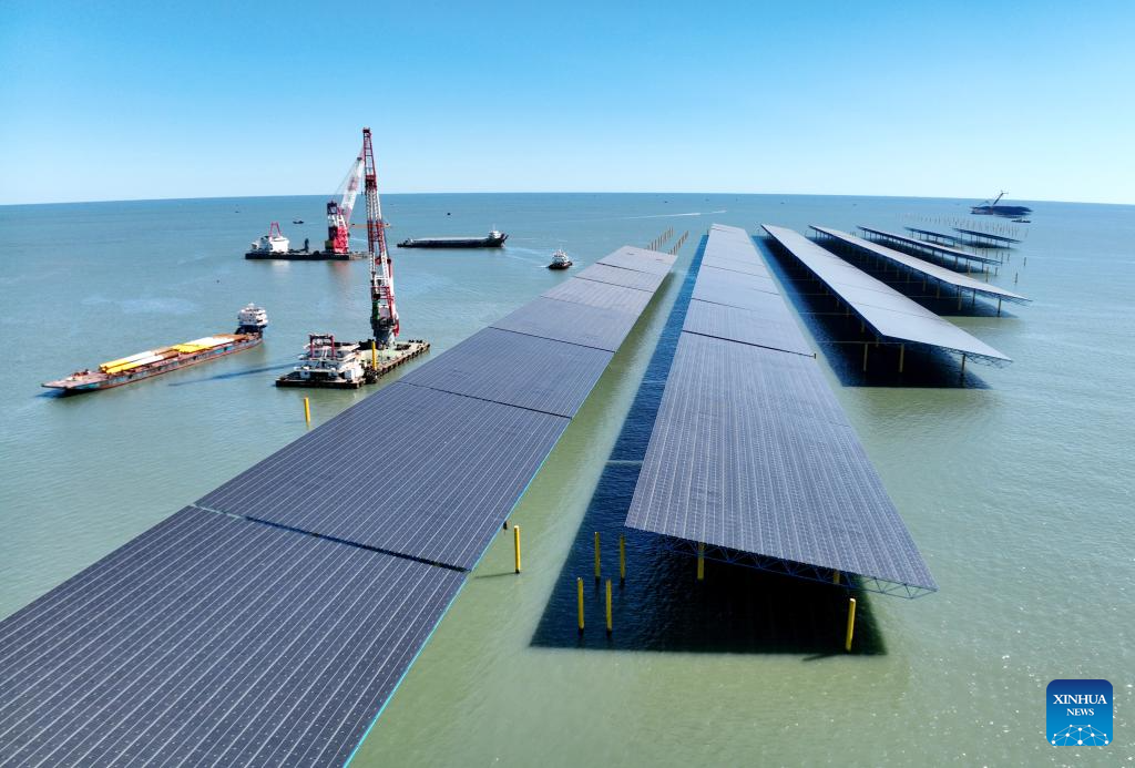 Offshore photovoltaic project under construction in Changli County, China's Hebei