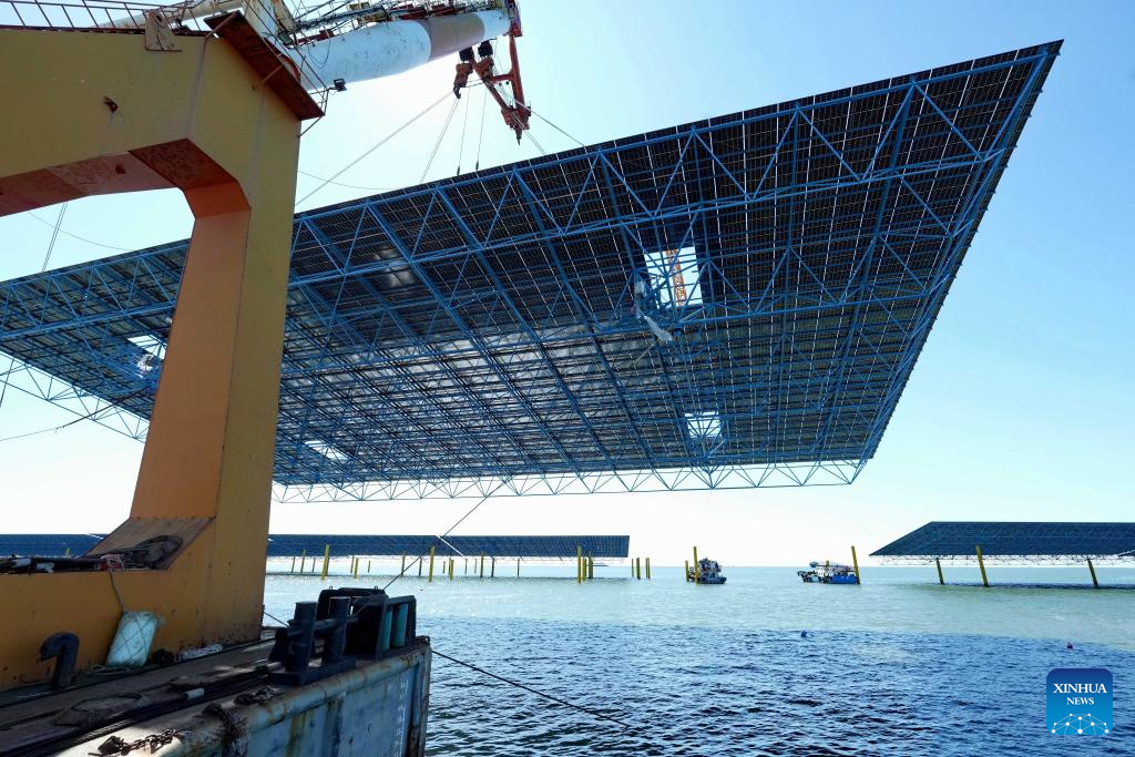 Offshore photovoltaic project under construction in Changli County, China's Hebei