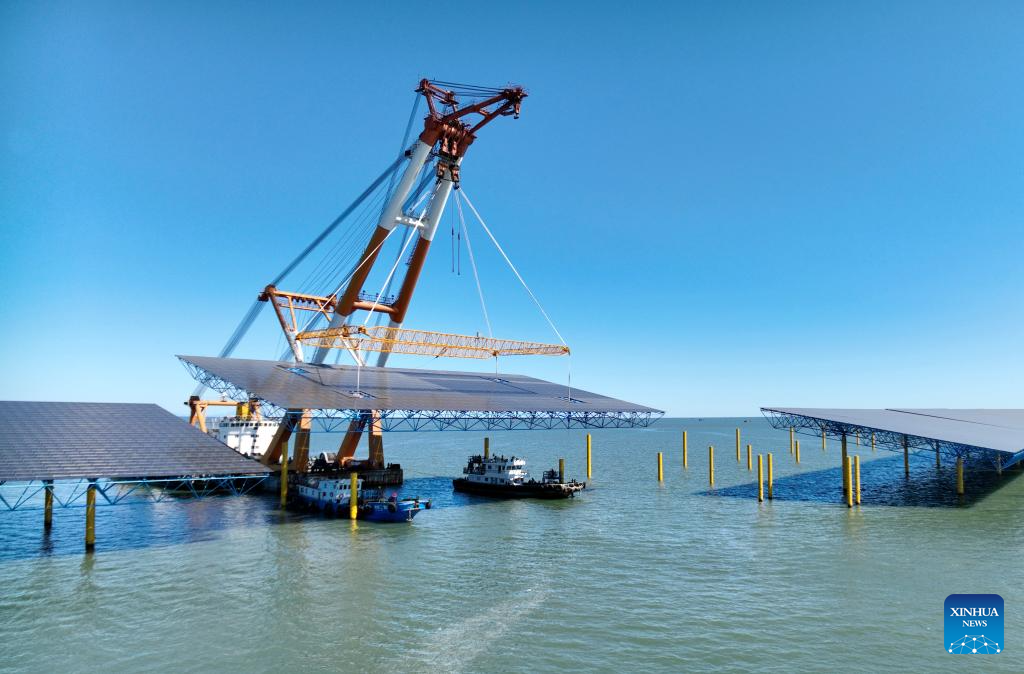Offshore photovoltaic project under construction in Changli County, China's Hebei