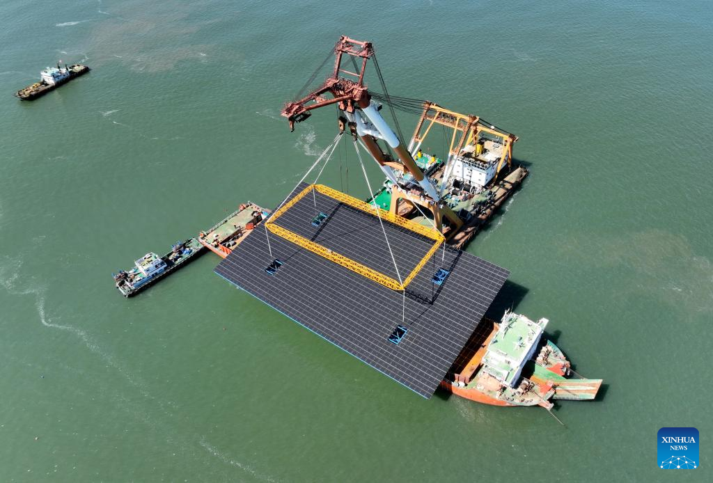 Offshore photovoltaic project under construction in Changli County, China's Hebei