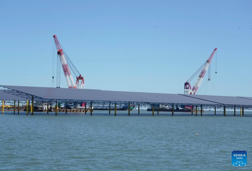 Offshore photovoltaic project under construction in Changli County, China's Hebei