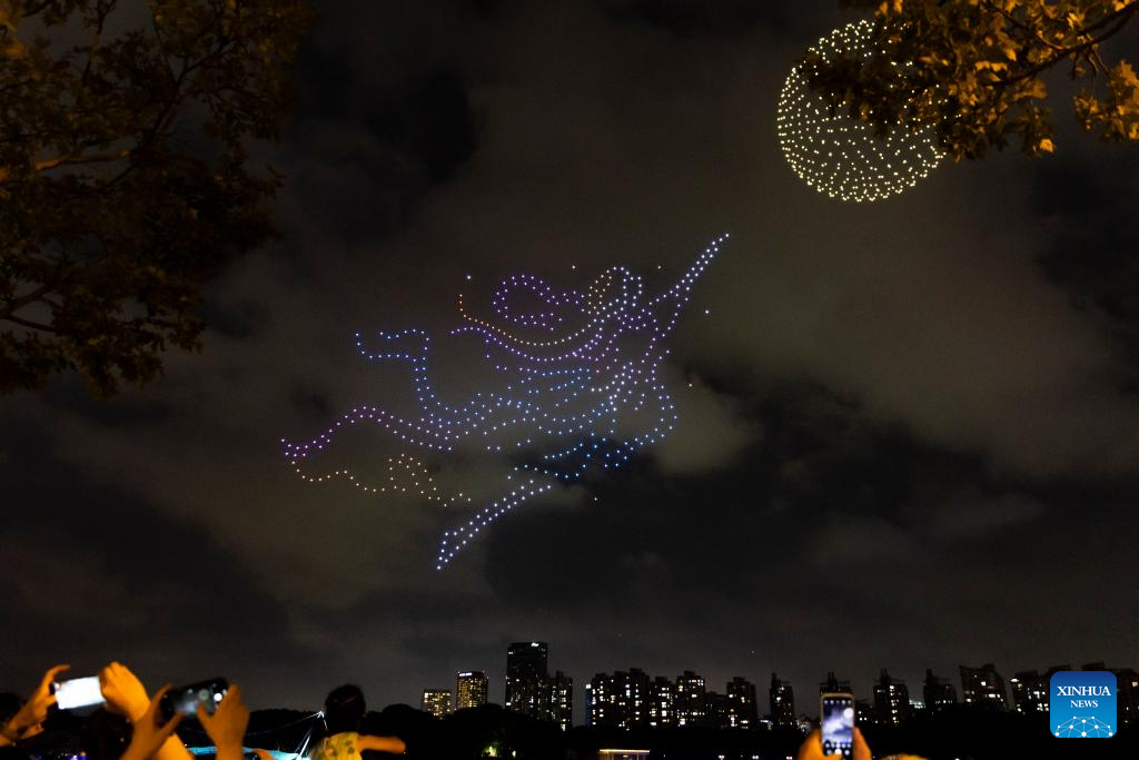 Drone light show staged in Shanghai