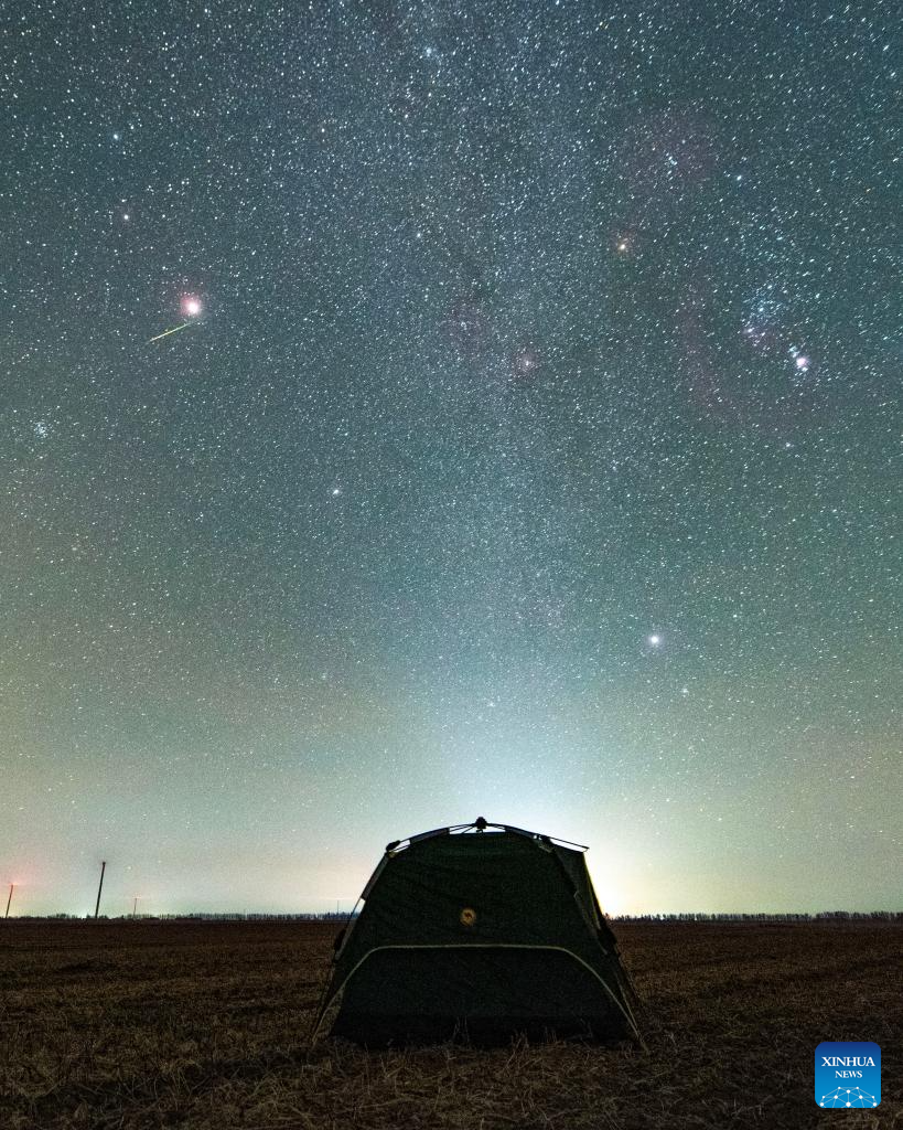 View of Orionid meteor shower over China's Heilongjiang