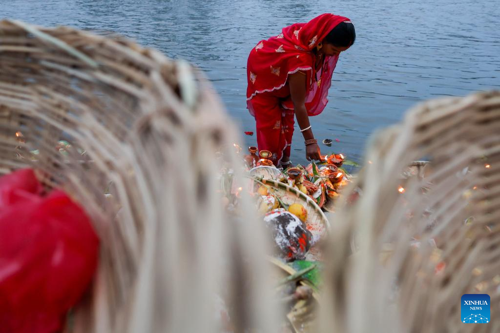 People celebrate Chhath festival in Kathmandu, Nepal