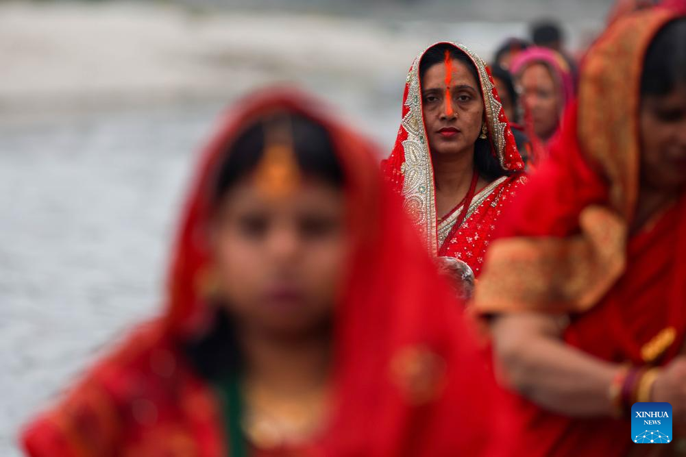 People celebrate Chhath festival in Kathmandu, Nepal
