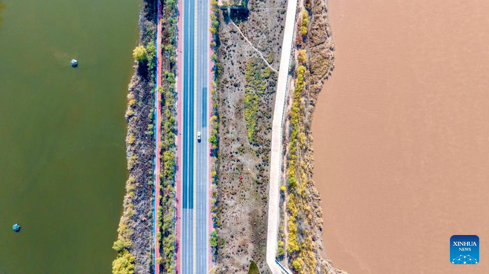 Autumn scenery of Yellow River in China's Ningxia