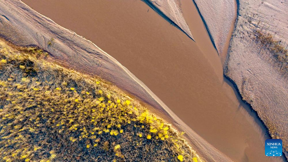 Autumn scenery of Yellow River in China's Ningxia