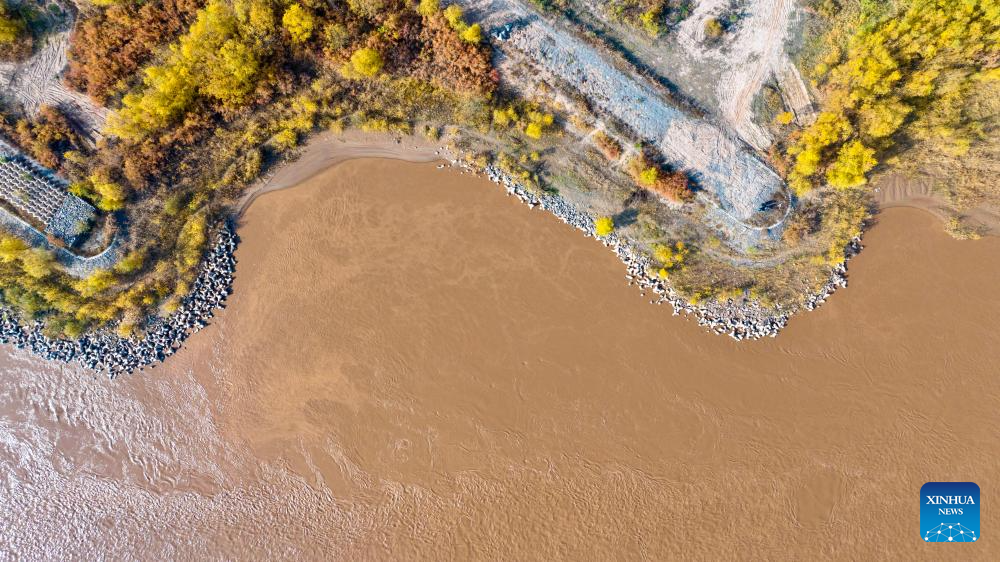 Autumn scenery of Yellow River in China's Ningxia