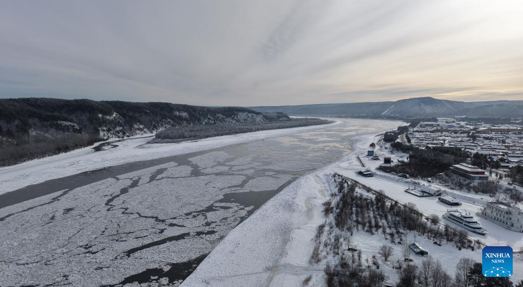 Scenery of ice flow in China's Heilongjiang