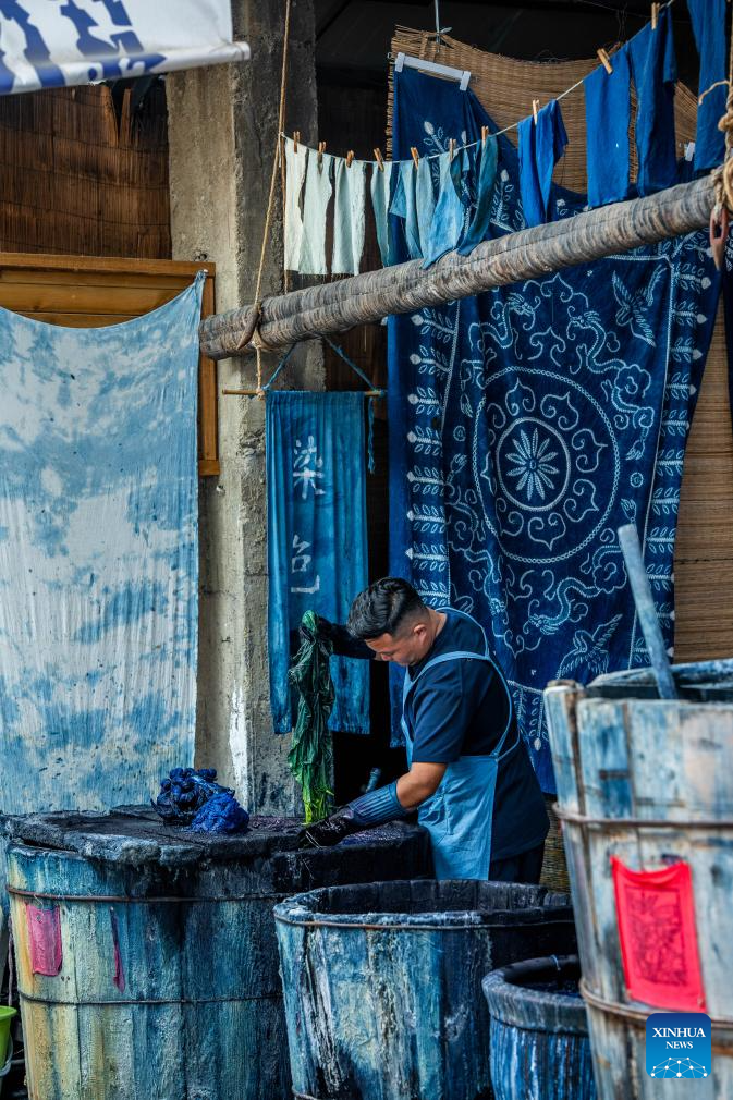 Zhoucheng Village, hometown of tie-dye technique of Bai ethnic group in China's Yunnan