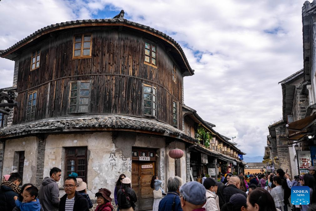 Tourists visit Xizhou old town in Dali City, China's Yunnan