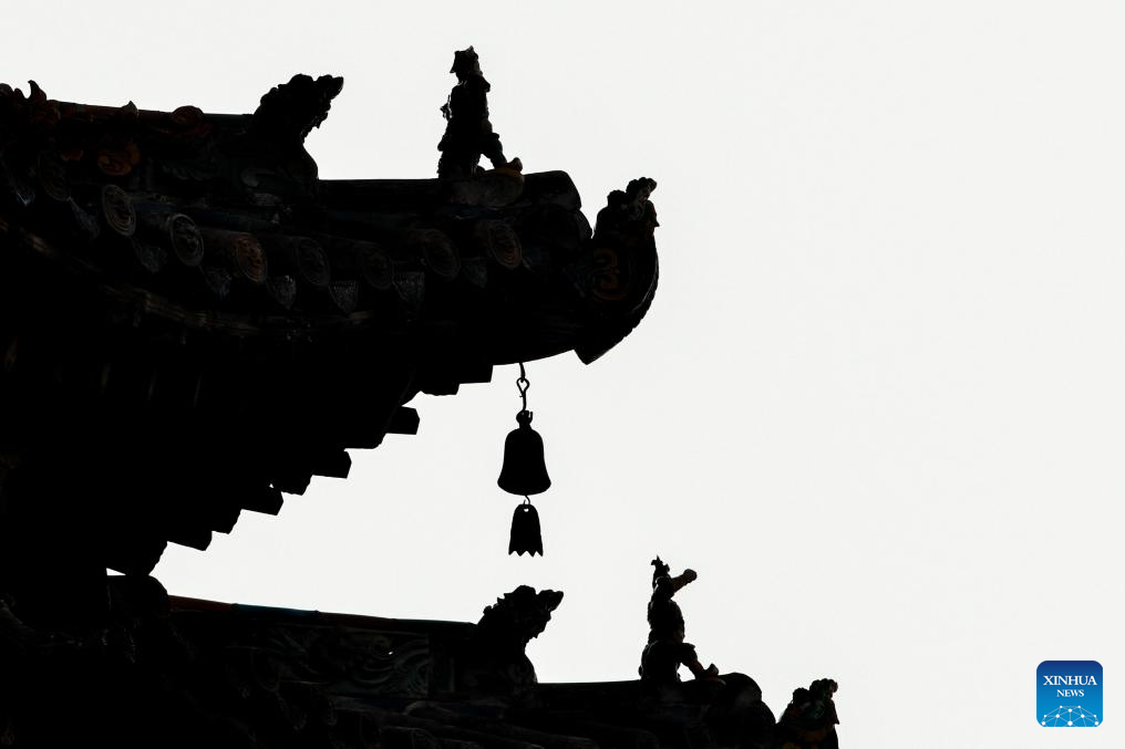 A glimpse of auspicious creatures on rooftops of ancient architecture in China's Shanxi