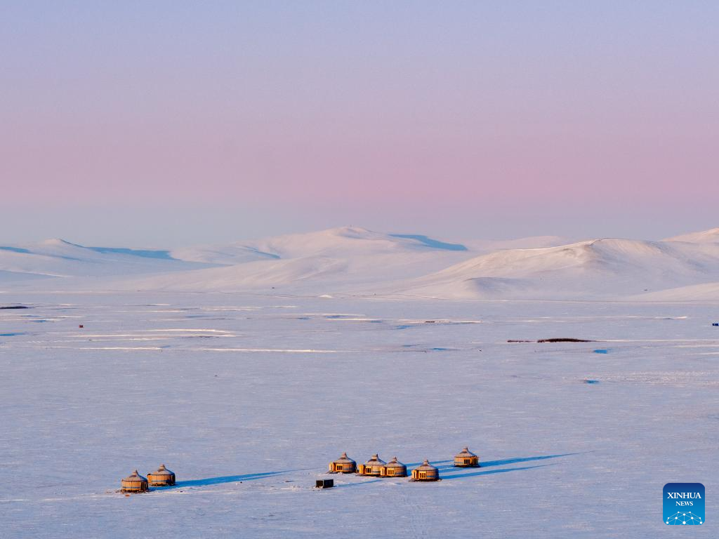 Winter scenery of Chenbarhu Banner Grassland in Hulun Buir, China's Inner Mongolia