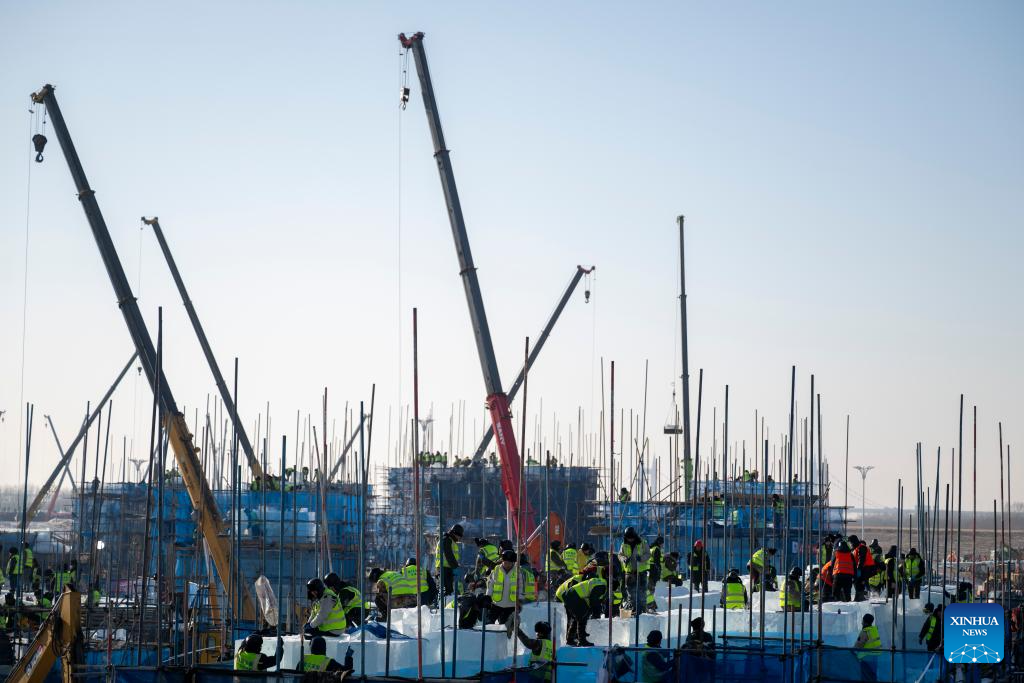 27th edition of Ice and Snow World in Harbin under construction