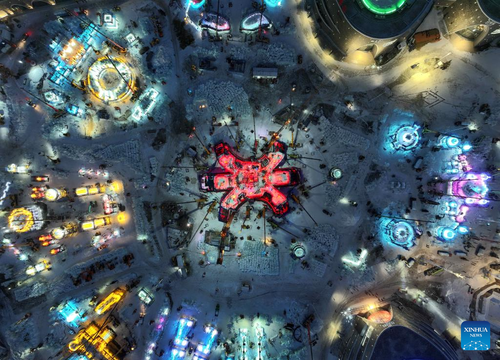 27th edition of Ice and Snow World in Harbin under construction