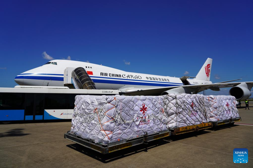 Chinese emergency humanitarian flood relief supplies arrive in Colombo